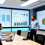 A diverse group of professional business individuals, fully clothed in modest business attire, gathered around a large interactive screen in a sleek, modern corporate training room. They are actively collaborating, with some looking intently at the screen displaying analytical data and others discussing a complex problem, demonstrating quick, focused skill acquisition. The room is brightly lit with minimalist design, large windows overlooking a city skyline, and subtle tech elements like laptops on tables. Professional photography, high detail, perfect anatomy, correct proportions, natural pose, well-formed hands, proper finger count, natural body proportions. The scene is safe for work, appropriate content, fully clothed, and professional.