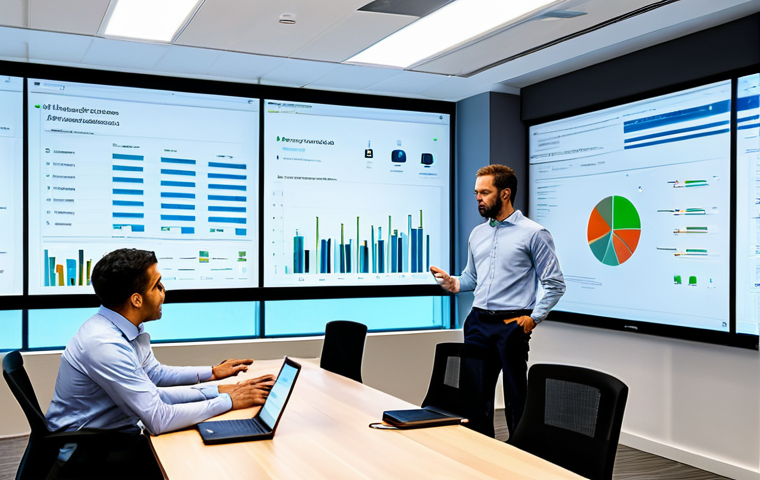 A diverse group of professional business individuals, fully clothed in modest business attire, gathered around a large interactive screen in a sleek, modern corporate training room. They are actively collaborating, with some looking intently at the screen displaying analytical data and others discussing a complex problem, demonstrating quick, focused skill acquisition. The room is brightly lit with minimalist design, large windows overlooking a city skyline, and subtle tech elements like laptops on tables. Professional photography, high detail, perfect anatomy, correct proportions, natural pose, well-formed hands, proper finger count, natural body proportions. The scene is safe for work, appropriate content, fully clothed, and professional.