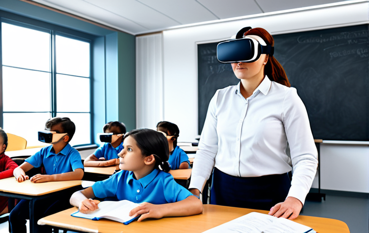 모듈식 역량 개발을 위한 교육 기술 활용 - A female teacher in professional dress, fully clothed, conducting an online class using a digital wh...