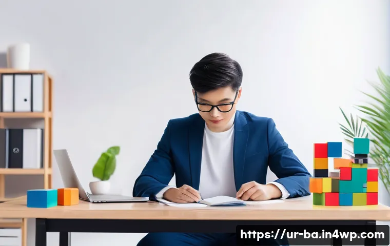 모듈식 역량 개발의 성과 향상 방안 - **Prompt:** A young, determined professional, dressed in smart-casual attire, is seated at a clean, ...