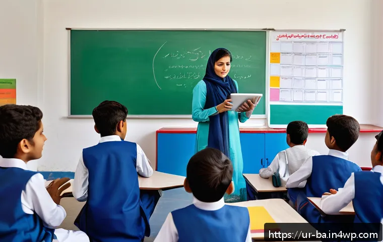 모듈식 교육 프로그램 운영 효율성 - A modern classroom scene in a Pakistani school setting featuring a diverse group of attentive Urdu-s...